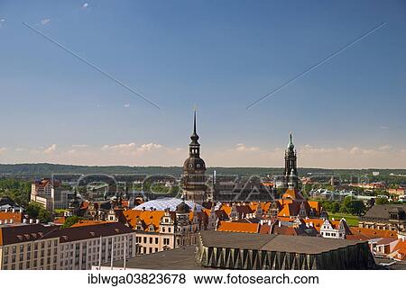 "View from the Holy Cross Church over the roof of the Palace of Culture towards Hausmannsturm tower and Dresden Cathedral, previously the Catholic Church of the Royal Court of Saxony, Dresden, Saxony, Germany, Europe" View Large Photo Image Stock Photo - "View from the Holy Cross Church over the roof of the Palace of Culture towards Hausmannsturm tower and Dresden Cathedral, previously the Catholic Church of the Royal Court of Saxony, Dresden, Saxony, Germany, Europe". Fotosearch