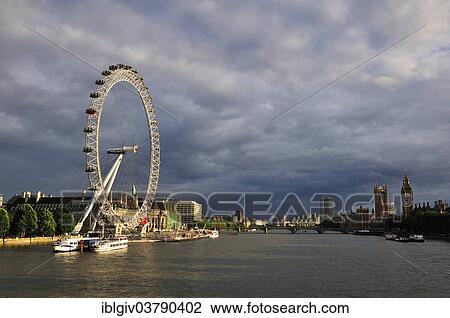 "View from the Hungerford Bridge over the River Thames and the London Eye, London, England, United Kingdom, Europe" View Large Photo Image Stock Image - "View from the Hungerford Bridge over the River Thames and the London Eye, London, England, United Kingdom, Europe". Fotosearch