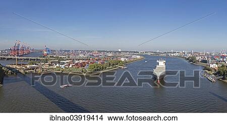"View from the Kohlbrand Bridge onto the Port of Hamburg, Hamburg, Germany, Europe" View Large Photo Image Picture - "View from the Kohlbrand Bridge onto the Port of Hamburg, Hamburg, Germany, Europe". Fotosearch