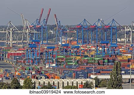 "View from the Kohlbrand Bridge onto the Port of Hamburg, Hamburg, Germany, Europe" View Large Photo Image Picture - "View from the Kohlbrand Bridge onto the Port of Hamburg, Hamburg, Germany, Europe". Fotosearch