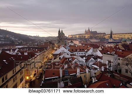 Stock Image - "View from the Lesser Town Bridge Tower, Prague, Czech Republic, Europe". Fotosearch