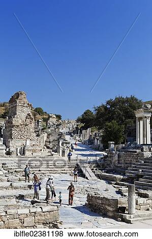 "View from the Library of Celsus to Curetes Street, UNESCO World Heritage Site, Ephesus, Ephesos, Efes, Izmir, Turkish Aegean, western Turkey, Turkey, Asia" View Large Photo Image Stock Photo - "View from the Library of Celsus to Curetes Street, UNESCO World Heritage Site, Ephesus, Ephesos, Efes, Izmir, Turkish Aegean, western Turkey, Turkey, Asia". Fotosearch