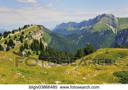 "View from the mountain pass Col des Ayes on the surrounding mountains, Chartreuse Mountains, Departement Isere, Rhone-Alpes region, France, Europe" View Large Photo Image Stock Photography - "View from the mountain pass Col des Ayes on the surrounding mountains, Chartreuse Mountains, Departement Isere, Rhone-Alpes region, France, Europe". Fotosearch