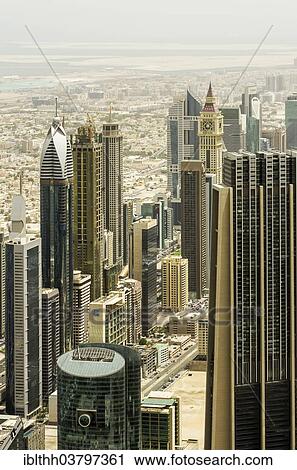 "View from the observation deck of Burj Khalifa, Downtown Dubai, Dubai, United Arab Emirates, Asia" View Large Photo Image Stock Image - "View from the observation deck of Burj Khalifa, Downtown Dubai, Dubai, United Arab Emirates, Asia". Fotosearch