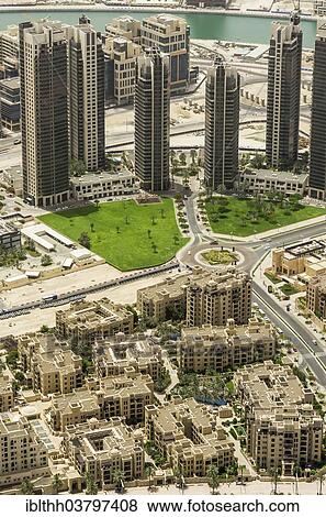 Stock Photo - "View from the observation deck of Burj Khalifa, Downtown Dubai, Dubai, United Arab Emirates, Asia". Fotosearch