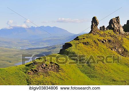 "View from the Old Man of Storr across the Isle of Skye and the Scottish mainland, Ross, Skye and Lochaber, Isle of Skye, Scotland, United Kingdom, Europe" View Large Photo Image Stock Photograph - "View from the Old Man of Storr across the Isle of Skye and the Scottish mainland, Ross, Skye and Lochaber, Isle of Skye, Scotland, United Kingdom, Europe". Fotosearch