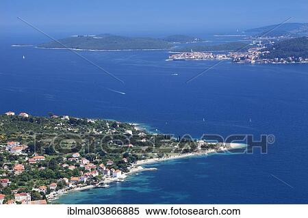 "View from the Peljesac Peninsula on the island of Korcula with the town of Korcula, Dalmatia, Croatia, Europe" View Large Photo Image Stock Photography - "View from the Peljesac Peninsula on the island of Korcula with the town of Korcula, Dalmatia, Croatia, Europe". Fotosearch