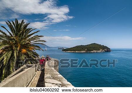 Stock Image - "View from the ramparts, historic centre, Dubrovnik, Adriatic, Dalmatia, Croatia, Europe". Fotosearch