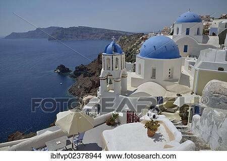 "View from the rim across the rooftops or Oia into the Caldera, Oia, Santorini, Cyclades, Greek Islands, Greece, Europe" View Large Photo Image Picture - "View from the rim across the rooftops or Oia into the Caldera, Oia, Santorini, Cyclades, Greek Islands, Greece, Europe". Fotosearch