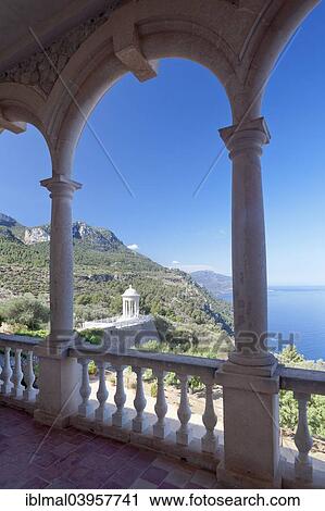 "View from the Son Marroig mansion of the pavilion, Deia, Sierra de Tramuntana, Majorca, Balearic Islands, Spain, Europe" View Large Photo Image Stock Image - "View from the Son Marroig mansion of the pavilion, Deia, Sierra de Tramuntana, Majorca, Balearic Islands, Spain, Europe". Fotosearch