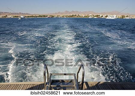 "View from the stern of a diving boat in motion, Red Sea, Hurghada, Egypt, Africa" View Large Photo Image Stock Image - "View from the stern of a diving boat in motion, Red Sea, Hurghada, Egypt, Africa". Fotosearch