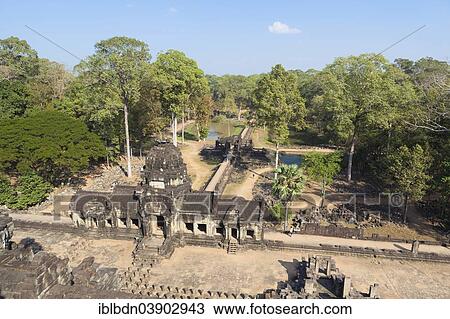 Stock Image - "View from the top of the Baphuon temple, Angkor Thom, Siem Reap, Cambodia, Asia". Fotosearch