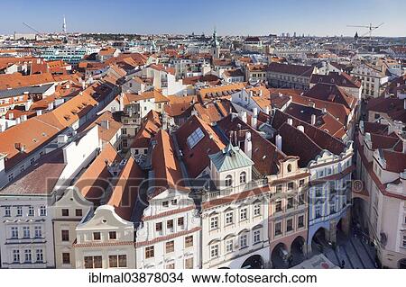 "View from the tower of City Hall across the Old Town, Prague, Bohemia, Czech Republic, Europe" View Large Photo Image Picture - "View from the tower of City Hall across the Old Town, Prague, Bohemia, Czech Republic, Europe". Fotosearch