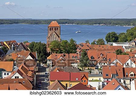 "View from the tower of St. Mary's Church, Waren, Mecklenburg Lake District, Mecklenburg-Western Pomerania, Germany, Europe" View Large Photo Image Stock Image - "View from the tower of St. Mary's Church, Waren, Mecklenburg Lake District, Mecklenburg-Western Pomerania, Germany, Europe". Fotosearch