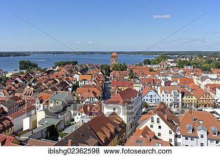 "View from the tower of St. Mary's Church, Waren, Mecklenburg Lake District, Mecklenburg-Western Pomerania, Germany, Europe" View Large Photo Image Stock Photo - "View from the tower of St. Mary's Church, Waren, Mecklenburg Lake District, Mecklenburg-Western Pomerania, Germany, Europe". Fotosearch