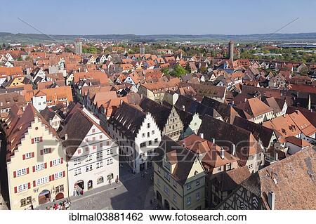 "View from the Town Hall tower over Marktplatz square of Rothenburg ob der Tauber, Romantic Road, Franconia, Bavaria, Germany, Europe" View Large Photo Image Stock Image - "View from the Town Hall tower over Marktplatz square of Rothenburg ob der Tauber, Romantic Road, Franconia, Bavaria, Germany, Europe". Fotosearch