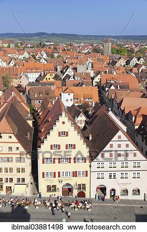 "View from the Town Hall tower over Marktplatz square of Rothenburg ob der Tauber, Romantic Road, Franconia, Bavaria, Germany, Europe" View Large Photo Image Stock Photo - "View from the Town Hall tower over Marktplatz square of Rothenburg ob der Tauber, Romantic Road, Franconia, Bavaria, Germany, Europe". Fotosearch