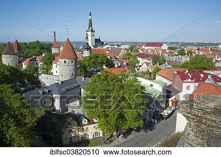 Stock Image - "View from Toompea Hill to the Lower Town, historic centre, Tallinn, Estonia, Baltic States, Europe". Fotosearch