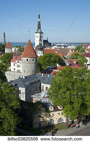 Stock Photo - "View from Toompea Hill to the Lower Town, historic centre, Tallinn, Estonia, Baltic States, Europe". Fotosearch