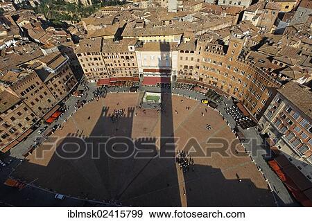 View from Torre del Mangia, the town hall tower, over the Piazza del Campo, Siena, Tuscany region, province of Siena, Italy, Europe View Large Photo Image Stock Photo - View from Torre del Mangia, the town hall tower, over the Piazza del Campo, Siena, Tuscany region, province of Siena, Italy, Europe. Fotosearch