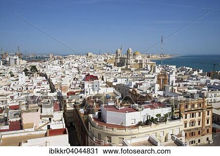 "View from Torre Tavira tower to Cadiz Cathedral, also New Cathedral, Cadiz, Costa de la Luz, Andalusia, Spain, Europe" View Large Photo Image Stock Image - "View from Torre Tavira tower to Cadiz Cathedral, also New Cathedral, Cadiz, Costa de la Luz, Andalusia, Spain, Europe". Fotosearch