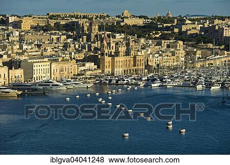 "View from Valletta to Vittoriosa Yacht Marina in the Grand Harbour, Vittoriosa, Malta, Europe" View Large Photo Image Stock Photo - "View from Valletta to Vittoriosa Yacht Marina in the Grand Harbour, Vittoriosa, Malta, Europe". Fotosearch