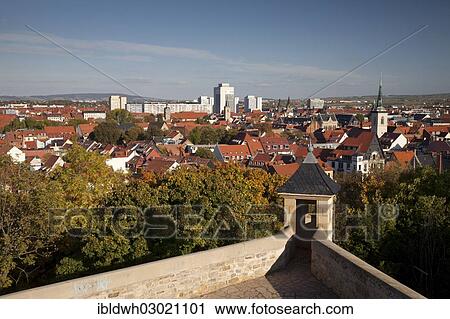 "View from Zitadelle Petersberg Citadel across the town, Thuringer Wald, Erfurt, Thuringia, Germany, Europe" View Large Photo Image Stock Image - "View from Zitadelle Petersberg Citadel across the town, Thuringer Wald, Erfurt, Thuringia, Germany, Europe". Fotosearch