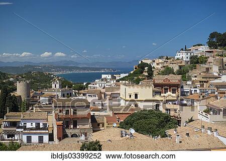 "View of a small town by the sea, Begur, Costa Brava, Catalonia, Spain, Europe" View Large Photo Image Stock Image - "View of a small town by the sea, Begur, Costa Brava, Catalonia, Spain, Europe". Fotosearch