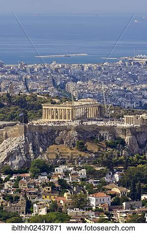 "View of Athens as seen from Mount Lycabettus, the Acropolis at the back, Greece, Europe" View Large Photo Image Stock Image - "View of Athens as seen from Mount Lycabettus, the Acropolis at the back, Greece, Europe". Fotosearch