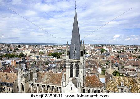 "View of Cathedral Notre Dame from Philippe le Bon Tower, Dijon, Cote d'Or departement, Burgundy, France, Europe" View Large Photo Image Stock Image - "View of Cathedral Notre Dame from Philippe le Bon Tower, Dijon, Cote d'Or departement, Burgundy, France, Europe". Fotosearch