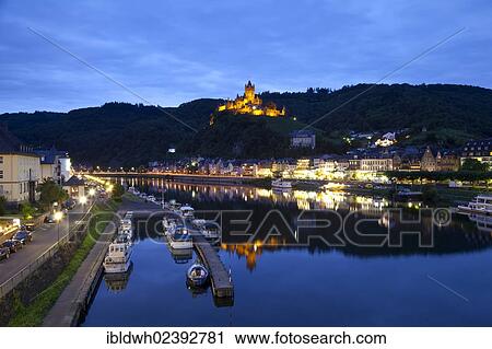 "View of Cochem and the Reichsburg castle at night, Cochem, Moselle river, Rhineland-Palatinate, Germany, Europe, PublicGround, Europe" View Large Photo Image Stock Image - "View of Cochem and the Reichsburg castle at night, Cochem, Moselle river, Rhineland-Palatinate, Germany, Europe, PublicGround, Europe". Fotosearch