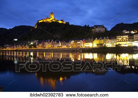 "View of Cochem and the Reichsburg castle at night, Cochem, Moselle river, Rhineland-Palatinate, Germany, Europe, PublicGround, Europe" View Large Photo Image Stock Image - "View of Cochem and the Reichsburg castle at night, Cochem, Moselle river, Rhineland-Palatinate, Germany, Europe, PublicGround, Europe". Fotosearch