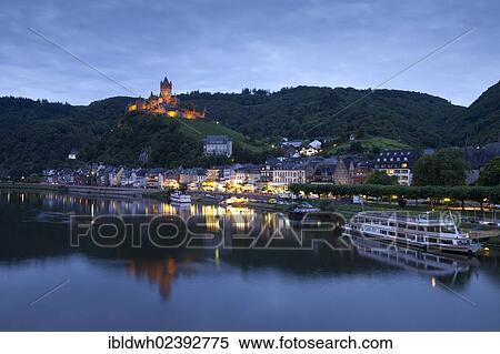 "View of Cochem and the Reichsburg castle at night, Cochem, Moselle river, Rhineland-Palatinate, Germany, Europe, PublicGround, Europe" View Large Photo Image Stock Photography - "View of Cochem and the Reichsburg castle at night, Cochem, Moselle river, Rhineland-Palatinate, Germany, Europe, PublicGround, Europe". Fotosearch