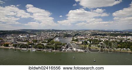 View of Deutsches Eck headland as seen from Ehrenbreitstein Castle, Moselle river joining the Rhine river, Koblenz, Rhineland-Palatinate, Germany, Europe View Large Photo Image Stock Photograph - View of Deutsches Eck headland as seen from Ehrenbreitstein Castle, Moselle river joining the Rhine river, Koblenz, Rhineland-Palatinate, Germany, Europe. Fotosearch