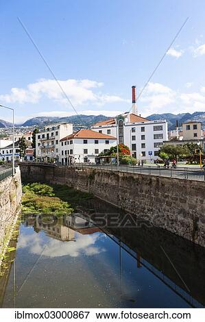 Stock Photo - "View of Funchal and the old river bed in Madeira, Santa Luzia, Funchal, Madeira, Portugal, Europe". Fotosearch