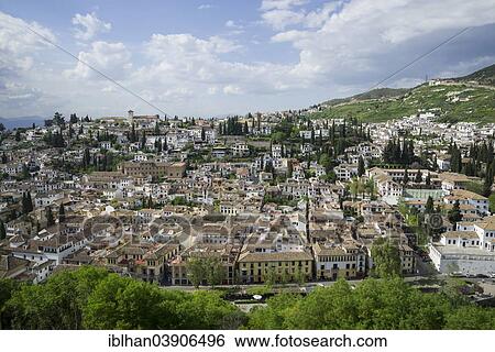 Stock Photograph - "View of Granada seen from the Nasrid palace, Granada, Andalusia, Spain, Europe". Fotosearch