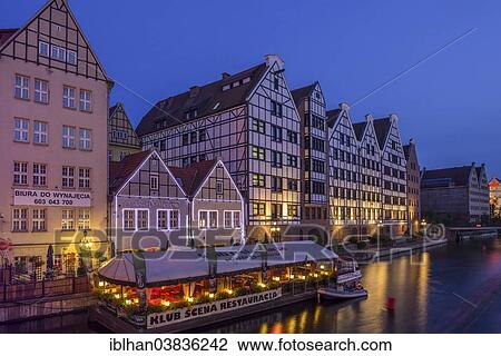 "View of historic houses and a restaurant seen from Stagiewna bridge, Środmieście, Gdansk, Pomeranian Voivodeship, Poland, Europe" View Large Photo Image Stock Image - "View of historic houses and a restaurant seen from Stagiewna bridge, Środmieście, Gdansk, Pomeranian Voivodeship, Poland, Europe". Fotosearch