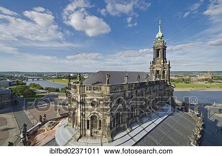 "View of Hofkirche church and river Elbe, from Hausmannsturm tower, Dresden, Saxony, Germany, Europe" View Large Photo Image Stock Image - "View of Hofkirche church and river Elbe, from Hausmannsturm tower, Dresden, Saxony, Germany, Europe". Fotosearch