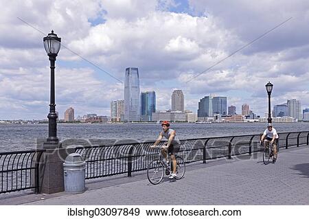 "View of Jersey City from Hudson River Park, Manhattan, New York City, New York, United States, North America" View Large Photo Image Stock Photo - "View of Jersey City from Hudson River Park, Manhattan, New York City, New York, United States, North America". Fotosearch