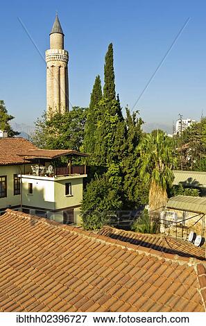 "View of Kaleici, Yivil Minare minaret of the Alaeddin Mosque at back, Kaleici, old town of Antalya, Turkey, Asia" View Large Photo Image Stock Photo - "View of Kaleici, Yivil Minare minaret of the Alaeddin Mosque at back, Kaleici, old town of Antalya, Turkey, Asia". Fotosearch