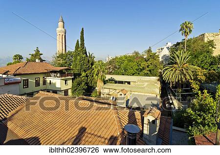 Stock Photograph - "View of Kaleici, Yivil Minare minaret of the Alaeddin Mosque at back, Kaleici, old town of Antalya, Turkey, Asia". Fotosearch