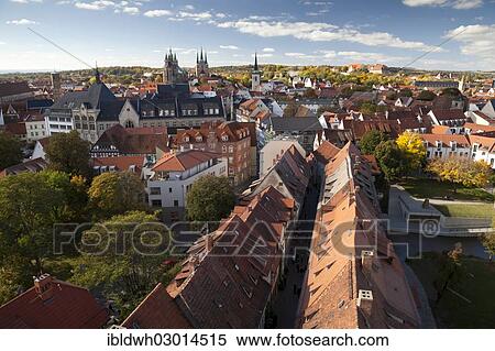 "View of Kraemerbruecke bridge and the city as seen from the steeple of Aegidienkirche church, Thuringer Becken, Erfurt, Thuringia, Germany, Europe" View Large Photo Image Stock Photography - "View of Kraemerbruecke bridge and the city as seen from the steeple of Aegidienkirche church, Thuringer Becken, Erfurt, Thuringia, Germany, Europe". Fotosearch