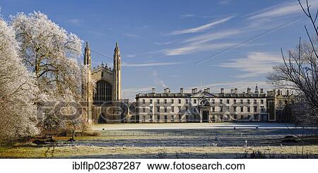 "View of Late Gothic chapel, college buildings and trees in hoar frost, seen from The Backs, King's College Chapel, Gibbs' Building, King's College, Cambridge, Cambridgeshire, England, United Kingdom, Europe" View Large Photo Image Stock Photo - "View of Late Gothic chapel, college buildings and trees in hoar frost, seen from The Backs, King's College Chapel, Gibbs' Building, King's College, Cambridge, Cambridgeshire, England, United Kingdom, Europe". Fotosearch