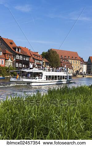 Picture - "View of Little Venice on the Regnitz river, Bamberg, Upper Franconia, Franconia, Bavaria, Germany, Europe, PublicGround, Europe". Fotosearch
