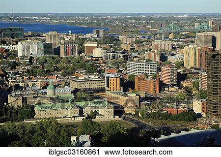 Stock Image - "View of Montreal from the Mount Royal Belvedere, Montreal, Quebec Province, Canada, North America". Fotosearch