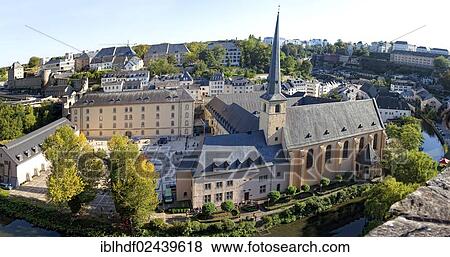"View of Neumuenster Abbey as seen from the Corniche, Luxembourg, Europe, PublicGround, Europe" View Large Photo Image Stock Photo - "View of Neumuenster Abbey as seen from the Corniche, Luxembourg, Europe, PublicGround, Europe". Fotosearch