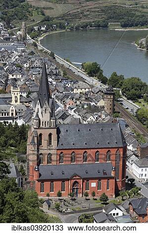 Stock Image - "View of Oberwesel with Church of Our Lady, Unesco World Heritage Upper Middle Rhine Valley, Middle Rhine, Oberwesel, Rhineland-Palatinate, Germany, Europe". Fotosearch