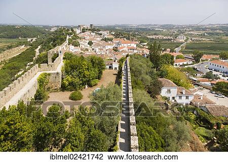 View of Obidos from the city wall, Castelo de Obidos, Obidos Castle, Obidos, Leiria District, Pinhal Litoral, Portugal, Europe View Large Photo Image Stock Image - View of Obidos from the city wall, Castelo de Obidos, Obidos Castle, Obidos, Leiria District, Pinhal Litoral, Portugal, Europe. Fotosearch