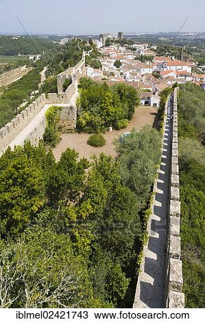 View of Obidos from the city wall, Castelo de Obidos, Obidos Castle, Obidos, Leiria District, Pinhal Litoral, Portugal, Europe View Large Photo Image Stock Image - View of Obidos from the city wall, Castelo de Obidos, Obidos Castle, Obidos, Leiria District, Pinhal Litoral, Portugal, Europe. Fotosearch