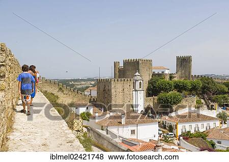 View of Obidos from the city wall, Castelo de Obidos, Obidos Castle, Obidos, Leiria District, Pinhal Litoral, Portugal, Europe View Large Photo Image Stock Photo - View of Obidos from the city wall, Castelo de Obidos, Obidos Castle, Obidos, Leiria District, Pinhal Litoral, Portugal, Europe. Fotosearch